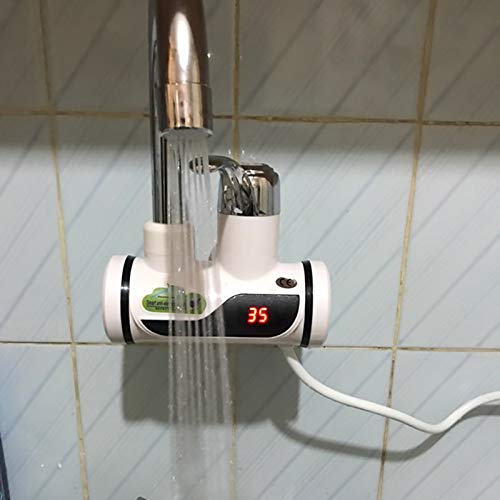 TOOGOO Cocina Sin Tanque Calentador De Agua 220 V 3000 W Grifo EléCtrico InstantáNeo Agua Caliente EléCtrico Calentador RáPido Grifo con Indicador De Temperatura Enchufe De EU
