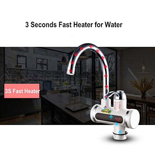 TOOGOO Cocina Sin Tanque Calentador De Agua 220 V 3000 W Grifo EléCtrico InstantáNeo Agua Caliente EléCtrico Calentador RáPido Grifo con Indicador De Temperatura Enchufe De EU
