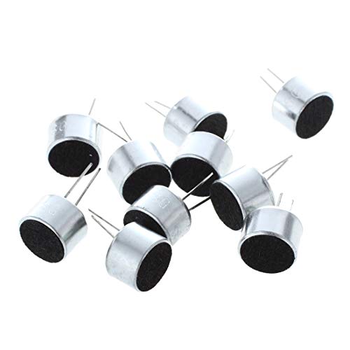 TOOGOO(R) 10 x 2 Pin Mini MIC Capsula Microfono de Condensador Electret Plateado Negro