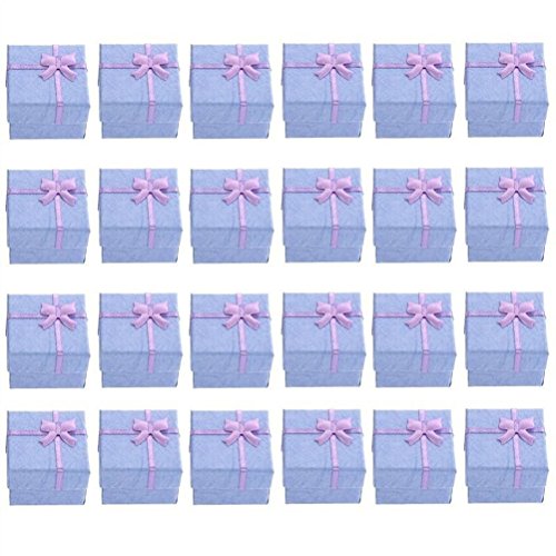 TOPBATHY 24 cajas de regalo de joyería de papel para anillos, pendientes, pulseras, collares y cajas de regalo (rosa)