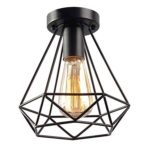 Topdécoré Retro Industrial Lámpara de techo de interior,Techo de Metal Lámpara de Estilo Vintage Decorativa Salon Comedor Pasillo Restaurante Sala de estar Cafe Corridor 20*22CM(E27,no hay bombillas)