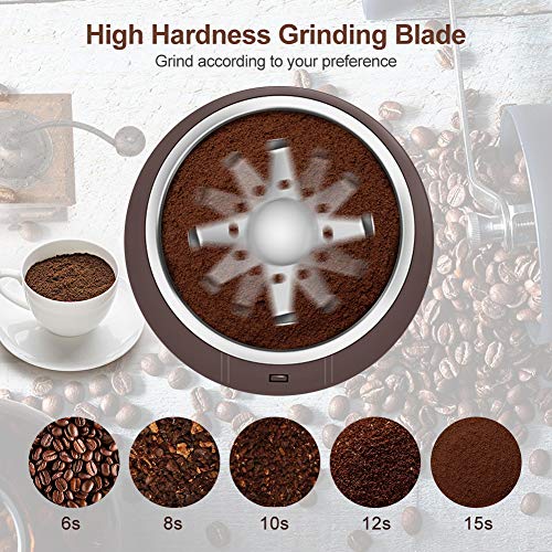 TOPERSUN Molinillo de Café Molinillo200W Compacto de Café Eléctrico de Granos de café Semillas Frutos Secos o Granos con Cuchillas de Acero Inoxidable y Cepillo para Limpieza