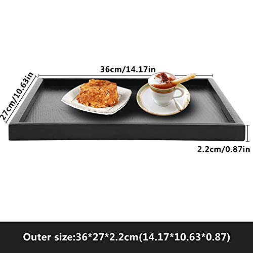TOPINCN Bandeja de Servir de Madera Maciza Forma Rectangular Té Café Bebidas Plato Snack Comida Comidas Desayuno Restaurante Bandeja Comedor Vajilla(36 * 27)