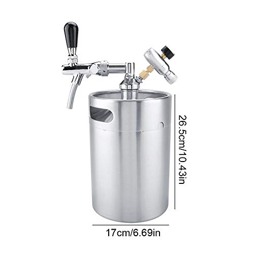 TOPINCN - Juego de dispensador de Cerveza portátil de Acero Inoxidable con Grifo y Sistema de Cerveza para Fiestas, 5 l