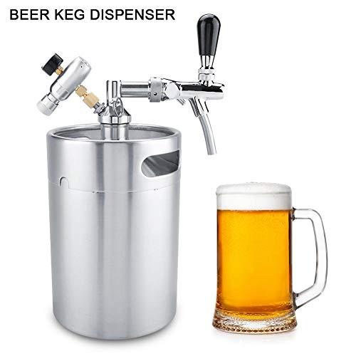 TOPINCN - Juego de dispensador de Cerveza portátil de Acero Inoxidable con Grifo y Sistema de Cerveza para Fiestas, 5 l