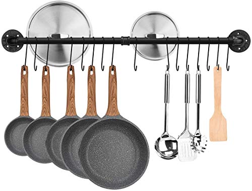 Toplife Colgador Utensilios Cocina-100CM Estante para Utensilios de Cocina de Acero con 16 Ganchos,Soportes para Utensilios para Ollas,Sartenes,Cuchillo,Cucharón de Cocina