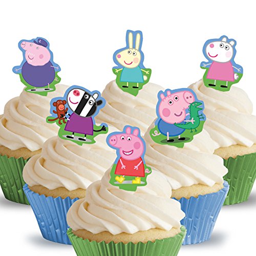 Toppershack 12 x decoración para pasteles comestibles PRECORTADAS de Peppa Pig