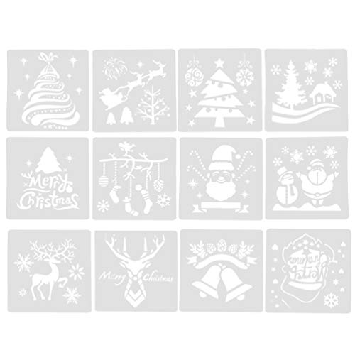 TOYANDONA 12 piezas plantilla de dibujo de navidad plantillas de dibujo reutilizables plantillas de pintura para niños estudiantes niños