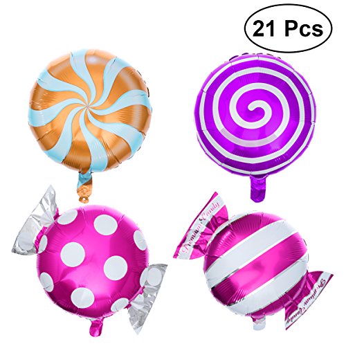 TOYMYTOY 21pcs Lollipop fijados globos dulces de la hoja del caramelo para la decoración del banquete de boda del cumpleaños
