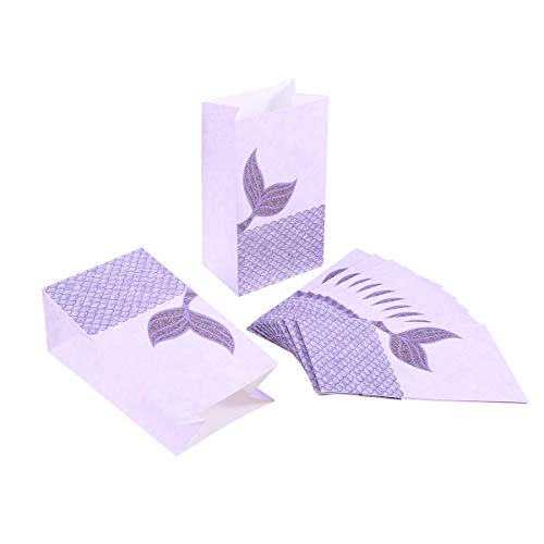 Toyvian 12 UNIDS Mermaid Gift Bags Treat Bolsa Kraft Papel Panadería Bolsas Candy Treat Bolsas Bolsas (Púrpura)