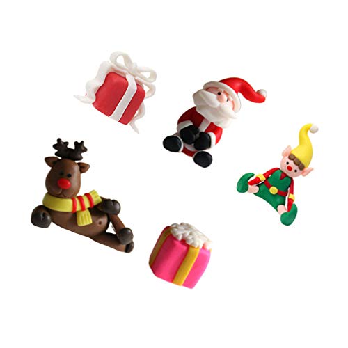 Toyvian - 5 piezas de decoración para tarta de Papá Noel, elfo y reno, caja de regalo para tartas, adorno de Navidad, juguete para rellenar bolsas