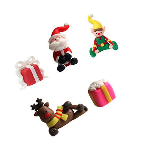 Toyvian - 5 piezas de decoración para tarta de Papá Noel, elfo y reno, caja de regalo para tartas, adorno de Navidad, juguete para rellenar bolsas