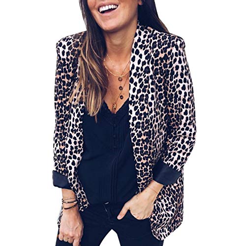 Traje de Trabajo de Negocios Atractivo con Manga Larga de Piel de Serpiente para Mujer Escudo Outwear (Color : Leopard Print, Size : XL)