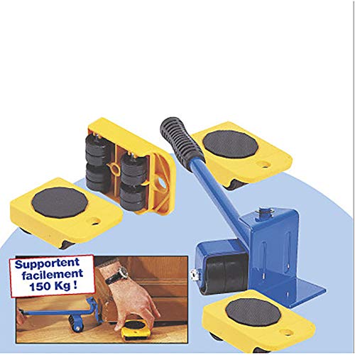 Transport Mover Set, Herramienta de elevación de Transporte de Muebles Profesional, Material Pesado Juego de Herramientas de Mano móvil Dispositivo de Movimiento de Barra de Rueda,1PCS