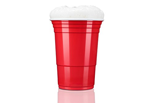 TRESKO® Vaso para fiestas vaso de plástico, vaso de plástico para bebidas, para refrescos cerveza Cola cócteles cerveza botellón beer pong, rojo, 473 ml de capacidad (100 Pcs)