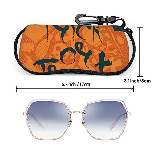 Trick or Treat Póster de Halloween con letras para gafas, estuche portable, estuche para gafas, estuche para gafas portátil con cerradura de llave
