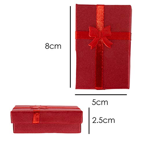 TRIXES 12 PC Cajas de Regalo Rectangulares Elegantes con Cinta y Lazo - para Presentación de Joyería - Cajas para Joyas - Inserto Espuma con Ranura para Pendientes y Anillos