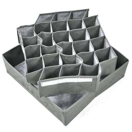 TRIXES Contenedor Subdividido para Cajones - 30 Compartimentos - en Tela - Caja para Guardar Calcetines, Corbatas, Ropa Interior - Organizador del Cajón