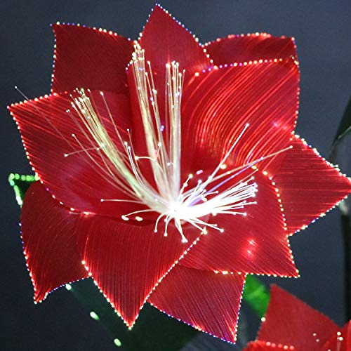 TRONJE LED Flores Navideñas Artificiales 40cm Flor de Navidad roja 3W Cambian de Color Xmas Decoración Flor De Pascua