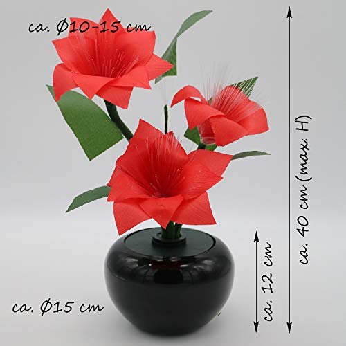 TRONJE LED Flores Navideñas Artificiales 40cm Flor de Navidad roja 3W Cambian de Color Xmas Decoración Flor De Pascua