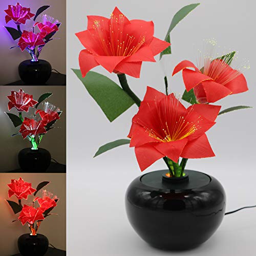 TRONJE LED Flores Navideñas Artificiales 40cm Flor de Navidad roja 3W Cambian de Color Xmas Decoración Flor De Pascua