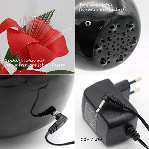 TRONJE LED Flores Navideñas Artificiales 40cm Flor de Navidad roja 3W Cambian de Color Xmas Decoración Flor De Pascua