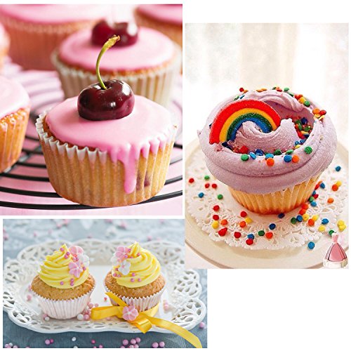 TsunNee - Moldes para cupcakes, moldes de papel para hornear, moldes para magdalenas, 7 cm. blanco