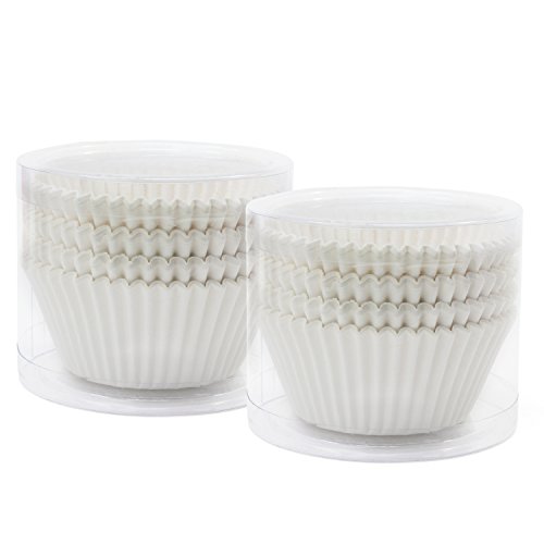 TsunNee - Moldes para cupcakes, moldes de papel para hornear, moldes para magdalenas, 7 cm. blanco