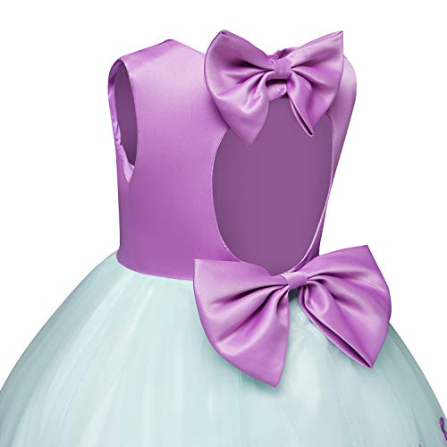 TTYAOVO Mangas de bebés Bordadas Tul Princesa Ceremonia de Boda Tutu Tamaño (80) 7-12 Meses Púrpura