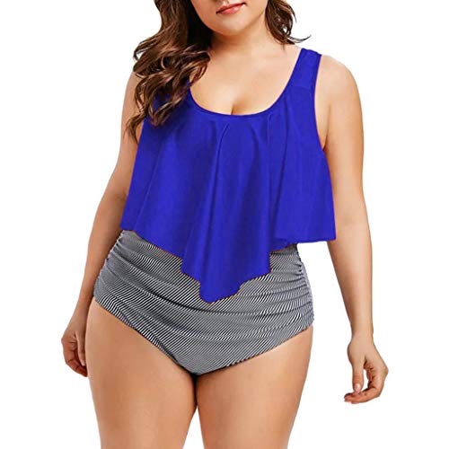 TUDUZ Mujer Tankini De Dos Piezas Bikini Talla Extra Floral Impreso Conjunto De Trajes De Baño (Azul.b, XXXXXL)
