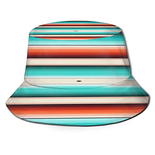 Turquesa Naranja Navajo Rayas Blancas Hilos de Sarape Mexicano Nativos Hombres Mujeres Tendencias Moda Sombrero de Cubo