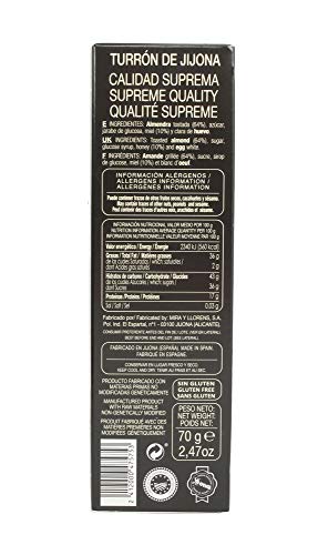 Turrón de Jijona Suave - Calidad Suprema - tableta 70 gramos - Sin Gluten