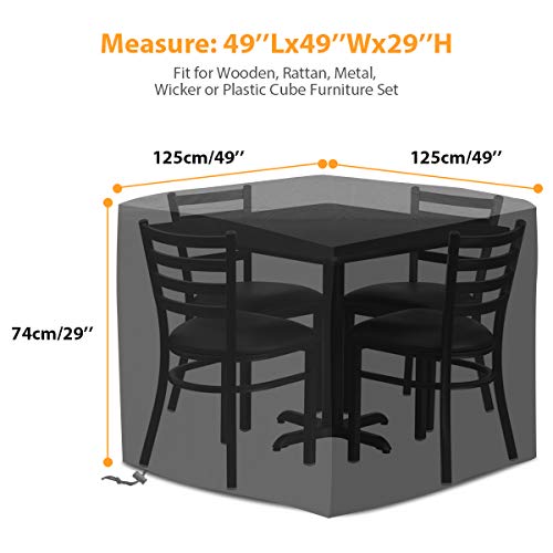 Tvird Funda para Muebles de Jardín,Copertura Impermeable para Mesas Rectangular,Cubierta de Exterior Funda Protectora Muebles Mesas Sillas Sofás Exterior 420D Oxford 125x125x74cm Negro.