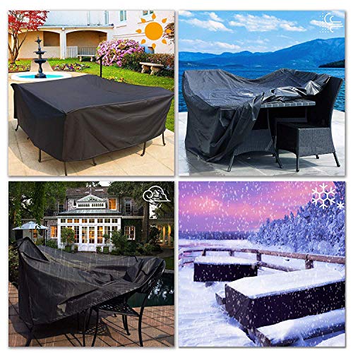Tvird Funda para Muebles Impermeable,Funda Mesa Jardin,Cubierta para Exterior Funda Protectora Muebles Mesas Sillas Sofás Exterior 420D Oxford Impermeables Anti-Viento/UV(170 x 94 x 70CM)-Negro