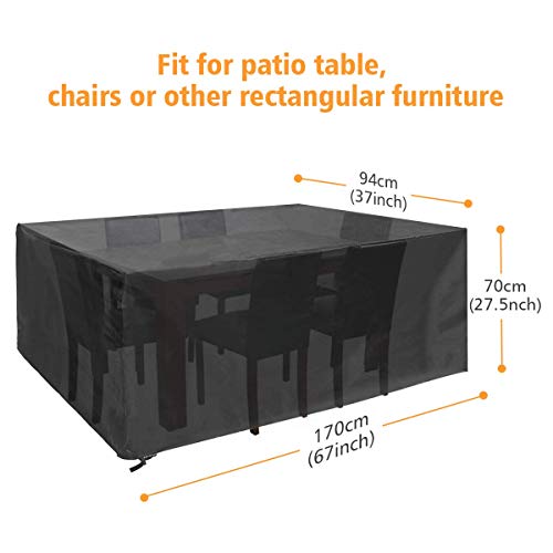 Tvird Funda para Muebles Impermeable,Funda Mesa Jardin,Cubierta para Exterior Funda Protectora Muebles Mesas Sillas Sofás Exterior 420D Oxford Impermeables Anti-Viento/UV(170 x 94 x 70CM)-Negro