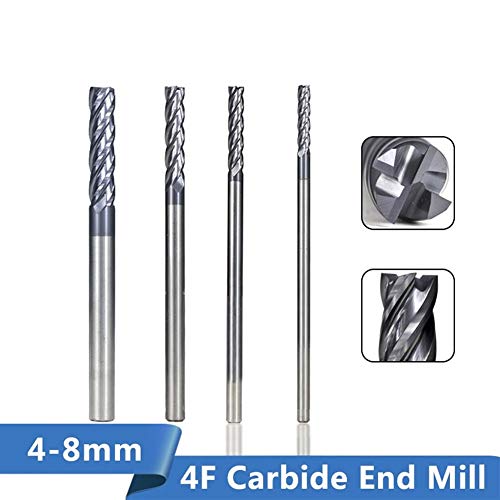 Txrh Accesorios para Trabajar la Madera Extremo del Carburo Molino De Cuchillas bit 4/5/6 / 8mm Fin Cortador De Fresado CNC Herramientas del Grabado 4 Ranura Flauta Cortador Router bit