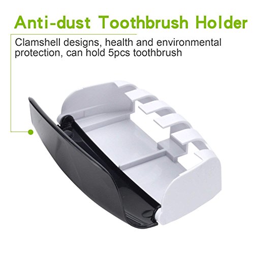 Txyk a Prueba de Polvo automático dispensador de Pasta de Dientes Titular de Cepillo de Dientes Pasta de Dientes Kit de exprimidor - Negro