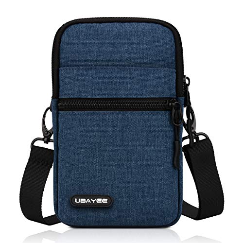 UBAYEE Pequeño Bolso Bandolera para Teléfono Móvil/Pasaporte, Mini Bolsa Hombro de Viaje con Bolsillo de Bloqueo RFID para Hombre y Mujer - Azul Marino