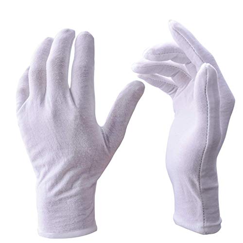 UClever 12 Pares Guantes Algodon Blanco De Trabajo De Inspección para La Inspección De Moneda, Joyería, Plata O Foto
