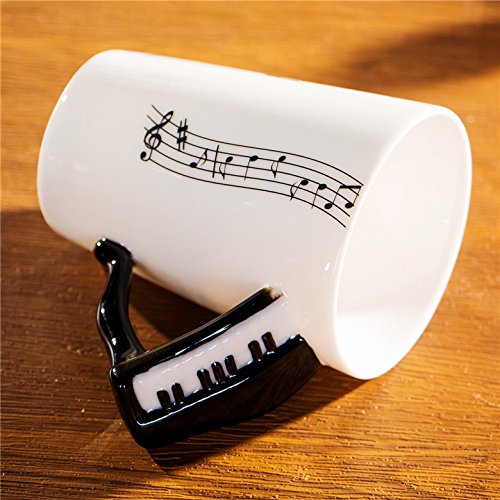 ufengke Creativo Piano Negro Tazas Mug De Porcelana Tazas De Café Personalizadas, Notas Musicales Taza De Té De Cerámica, para Regalo, La Familia Y La Oficina