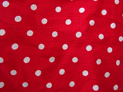 UK Fabrics Online Rojo/Blanco Lunares Punto Tela Polycotton por Metros - Rojo