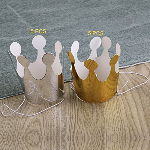 ULTNICE 10pcs cumpleaños de Papel de la Corona Princesa Partido Princesa Party Favors para niños (Plata de Oro)