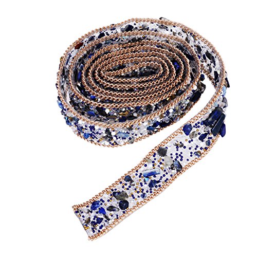 ULTNICE Crystal Rhinestone Dress Sash Belt DIY Hats Shoes Bag adornos 1m (azul)