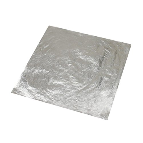 ULTNICE Hoja de 100 hojas de imitación de hojas para la decoración de muebles de arte de bricolaje 14 x 14 cm (plata)