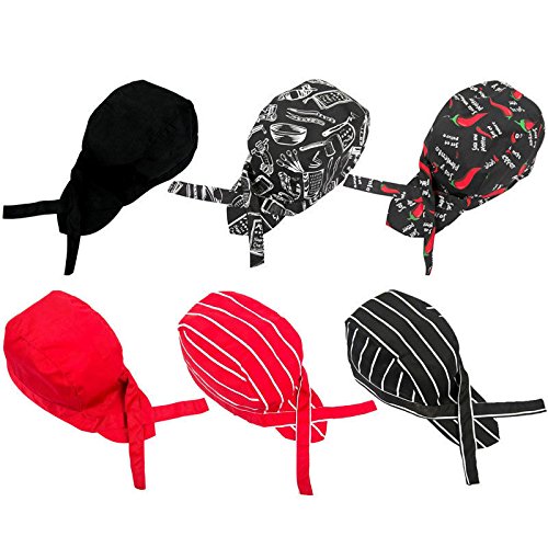 ULTNICE Sombrero de Cocineros Gorro de Cocina de Moda Cocina Gorro de cráneo Gorro de Cinta Turbante (Negro)