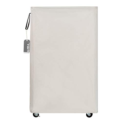 UMI Cesto de Ropa Rodante Grande con Ruedas Cesto de Ropa Delgado con Ventana Transparente Cesto de Ropa Sucia Alta Cesto de Almacenamiento de Ropa Delgada Beige