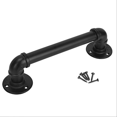 Un Juego de 2 Manijas de Puerta de Tubo Industrial, Barra de Toalla,Puerta de Granero, Manijas de Puerta Internas, Cocina, Baño, Negro Frotado Con Aceite, 30 cm de Largo (S(25D,27L), Negro)