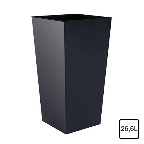 Unbekannt Macetero Urbi 50 cm Alto plástico Fower Pot con Interior Liner, 7 Colores, Antracita, 26.5x26.5x50 cm