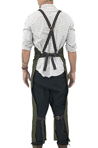 Under NY Sky Delantal Artesano - Sarga Verde Profesional - Correas de Espalda Cruzada Ajustable - Hombres, Mujeres, Ceramista, Alfarero, Mecánico, Maquinista, Jardinero, Artista, Tatuador, Manualidade