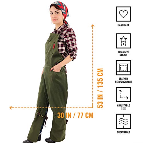 Under NY Sky Delantal Artesano - Sarga Verde Profesional - Correas de Espalda Cruzada Ajustable - Hombres, Mujeres, Ceramista, Alfarero, Mecánico, Maquinista, Jardinero, Artista, Tatuador, Manualidade